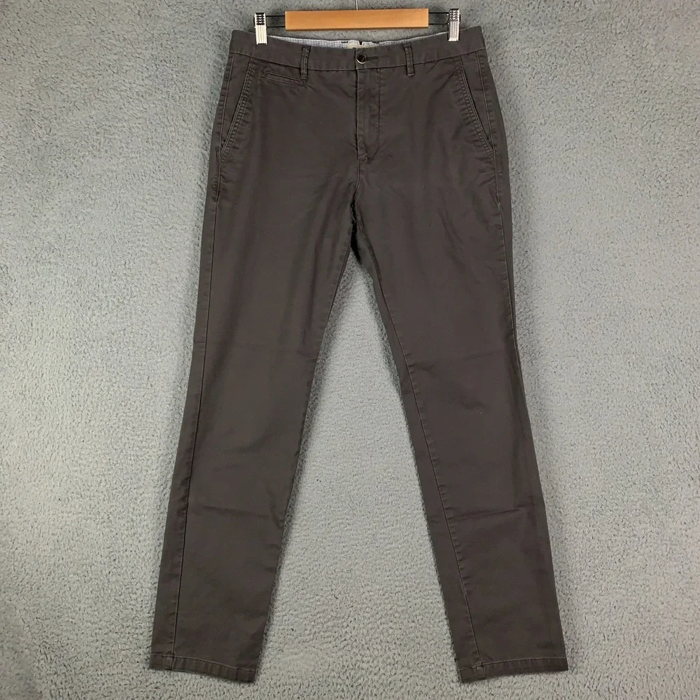 Perk Feel Good Chino Pants Mens 32 x 32 Dark Gray Flat Front Tapered Slim Fit